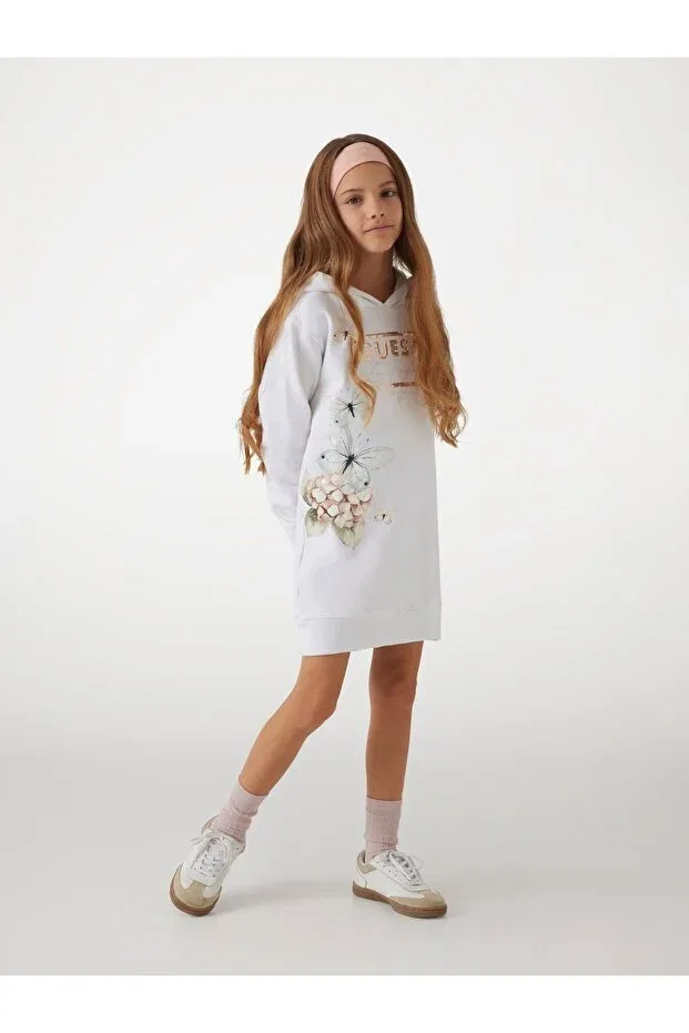 Детское худи для девочек хлопковое Guess, White