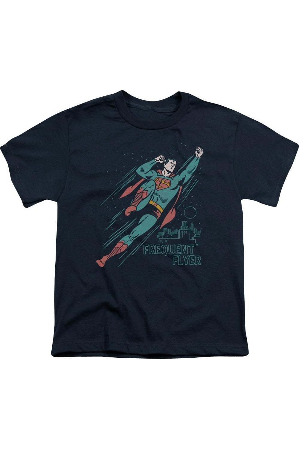 

Футболка с коротким рукавом "Супермен: Частый пассажир" для детей Gildan, темно-синий