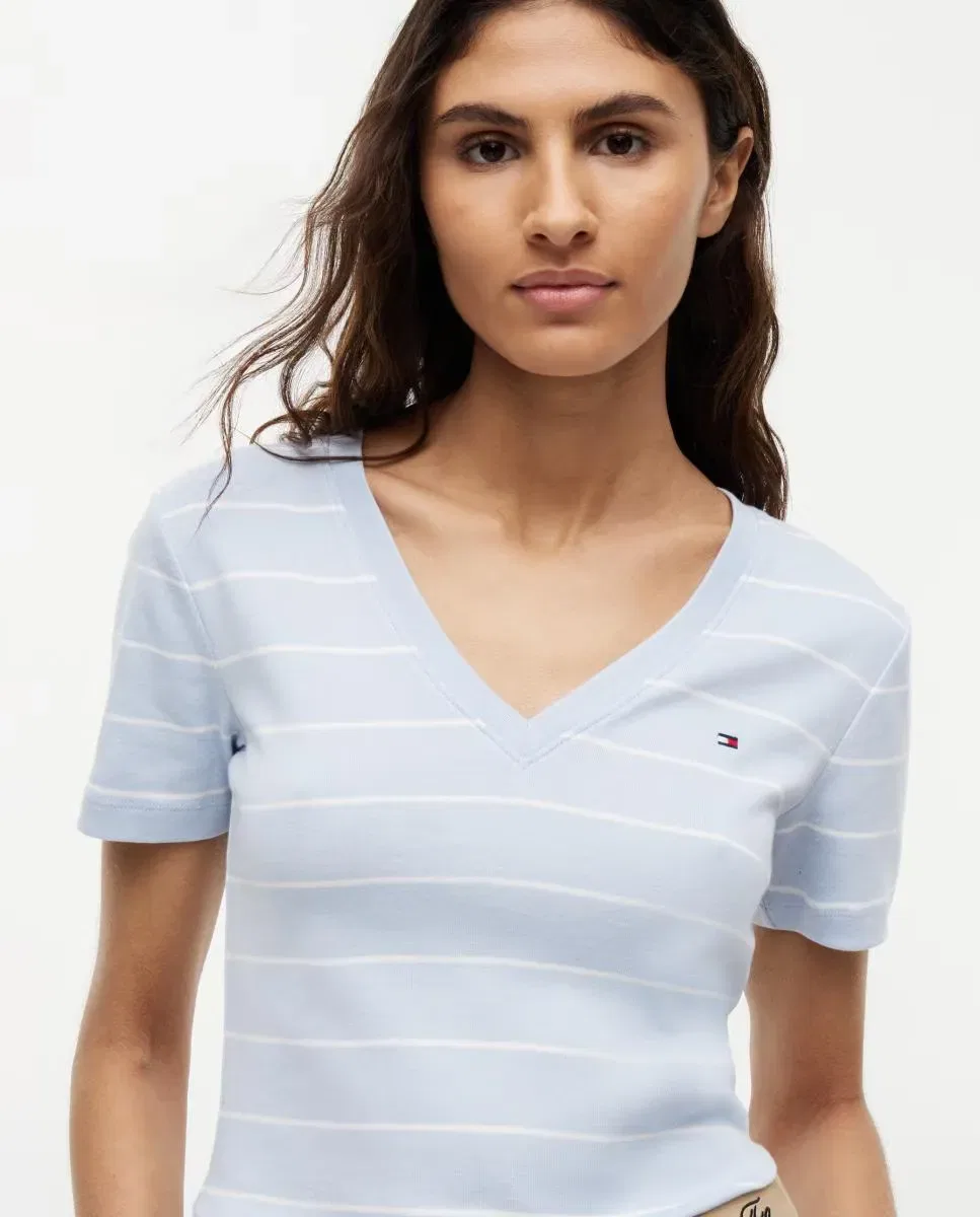 Женская футболка с V-образным вырезом Cody Tommy Hilfiger, Azul Claro — фото 3