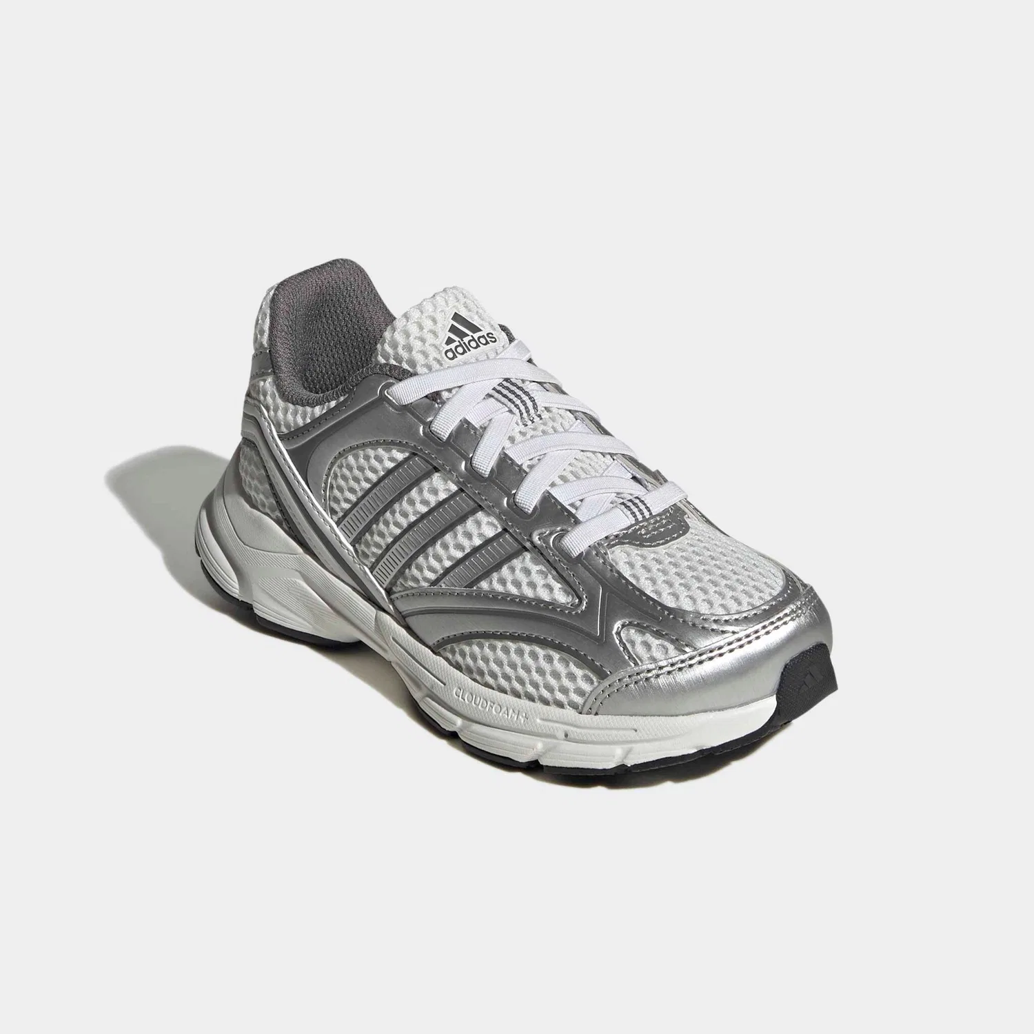Детские кроссовки с эластичной шнуровкой Adidas Sportswear, Crystal White/Silver Metallic/Grey Four
