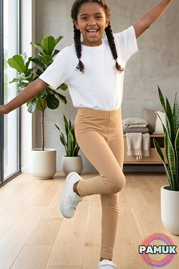Детские леггинсы для девочек хлопковые United Fabrics, Beige — фото 2