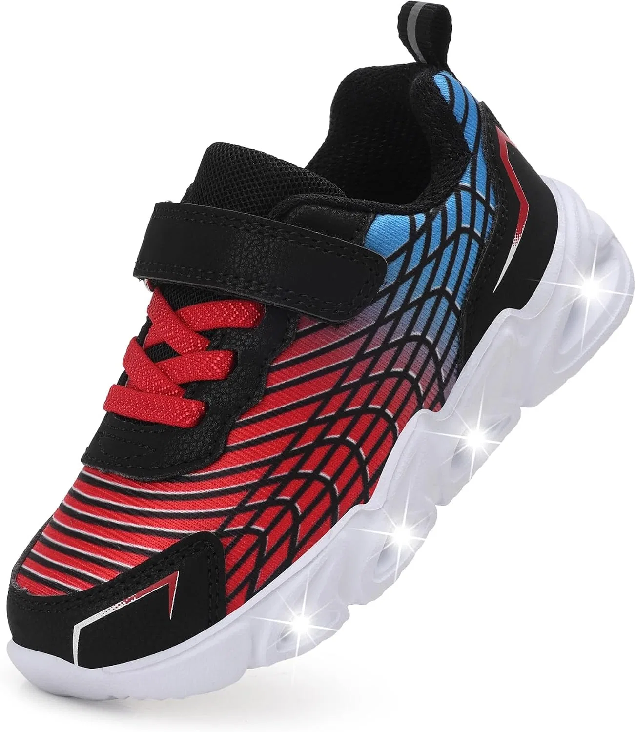 Детские светящиеся кроссовки с дышащей сеткой Amzounoy, Red/Black Light Up Shoes — фото 4