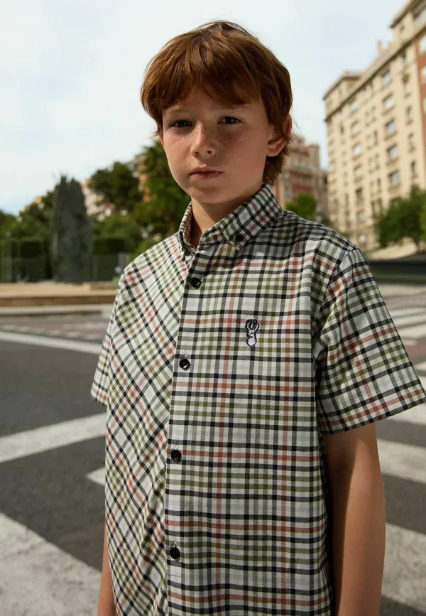 Рубашка хлопковая Regular fit smart shirt Next, ecru gingham check, экрю — фото 4