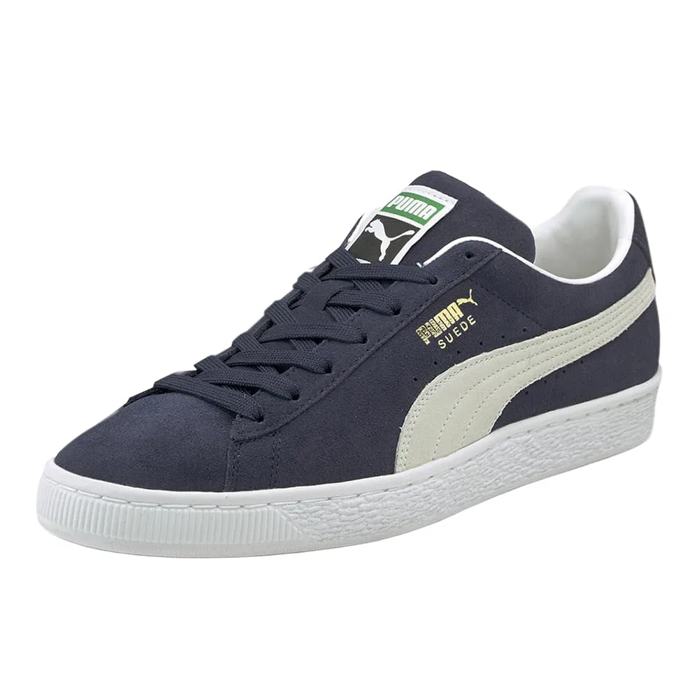 Детские кроссовки для девочек на шнуровке Classic Suede + PUMA, Peacock Blue White — фото 2