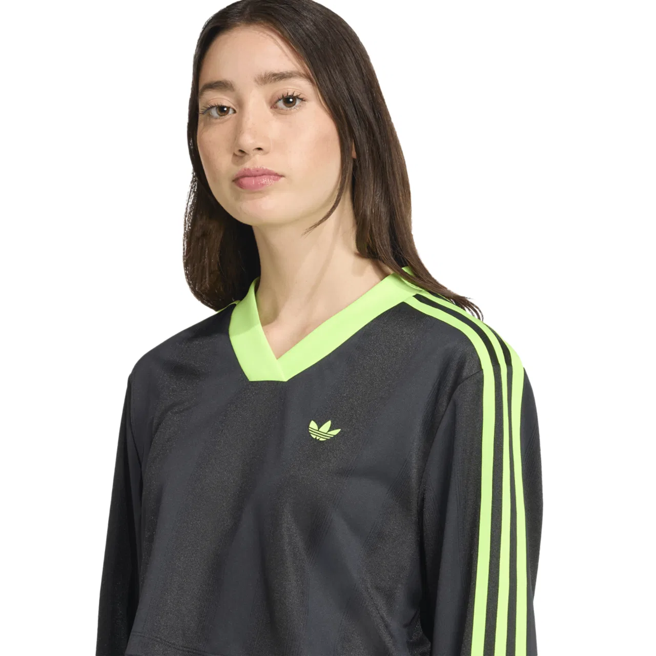 Футболка с длинным рукавом женская Jacquard Adidas, цвет Black/Volt — фото 3