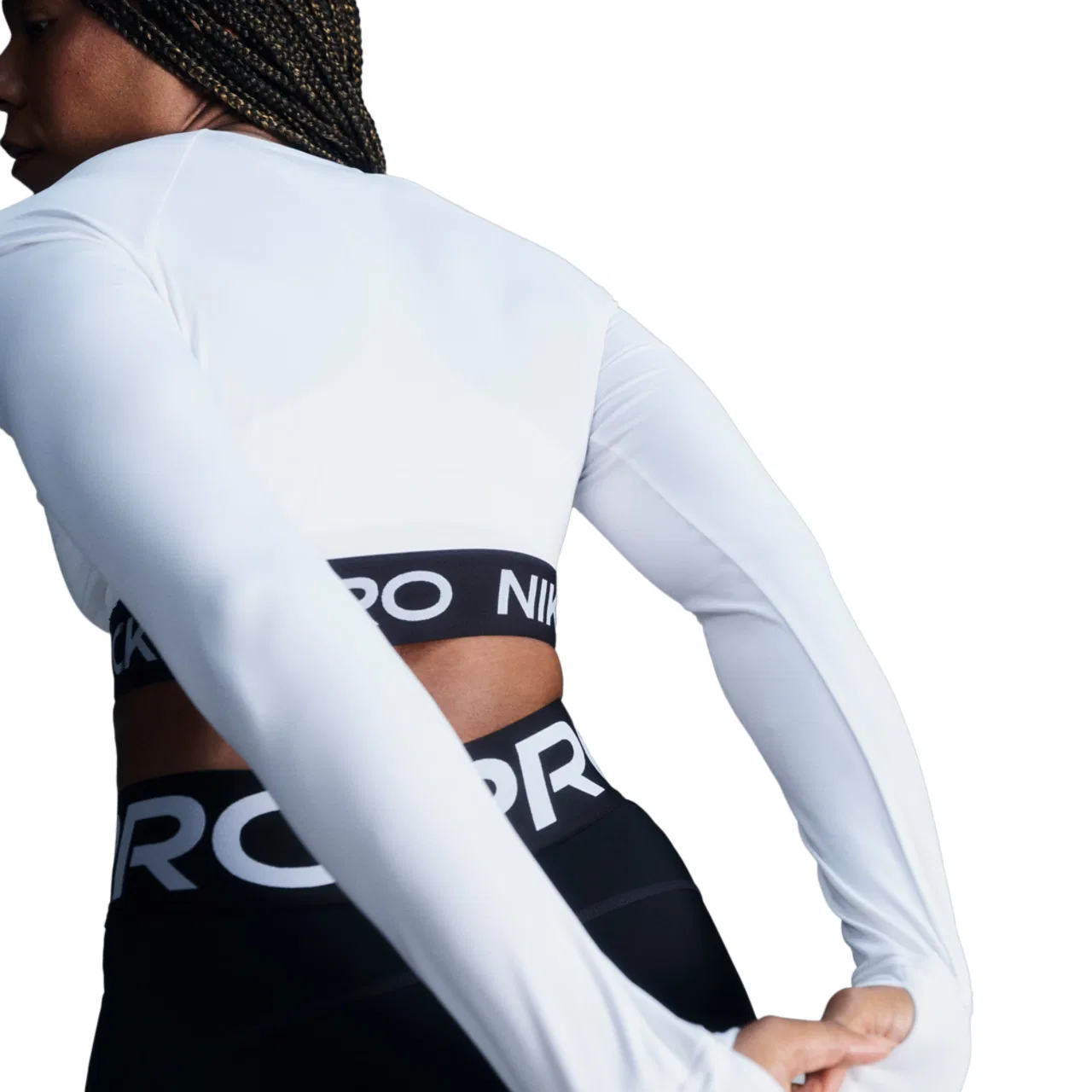 Женская футболка Nike Pro Dri-FIT 365 Crop Long Sleeve, черный/белый — фото 2
