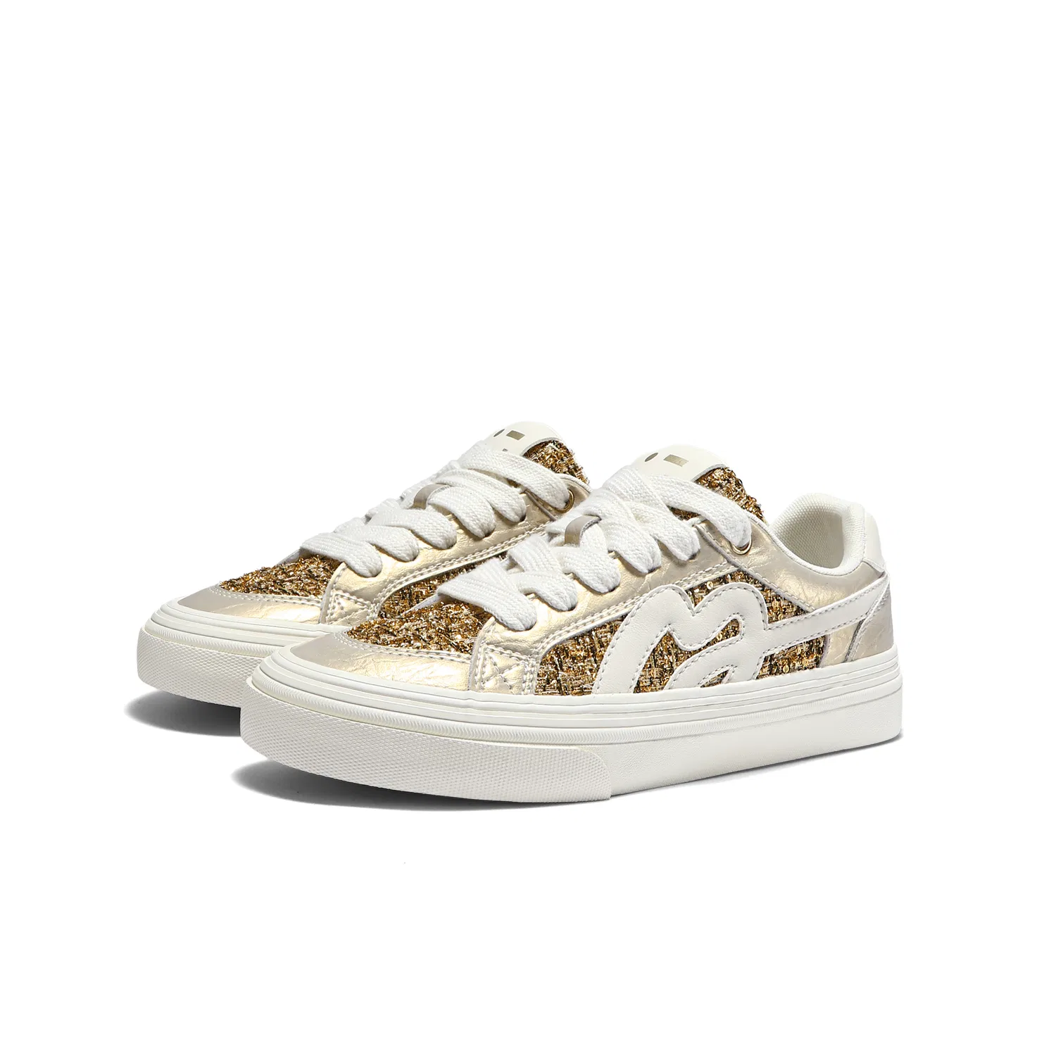 Кроссовки скейтбордические детские Low Top MINISO, White Gold — фото 3