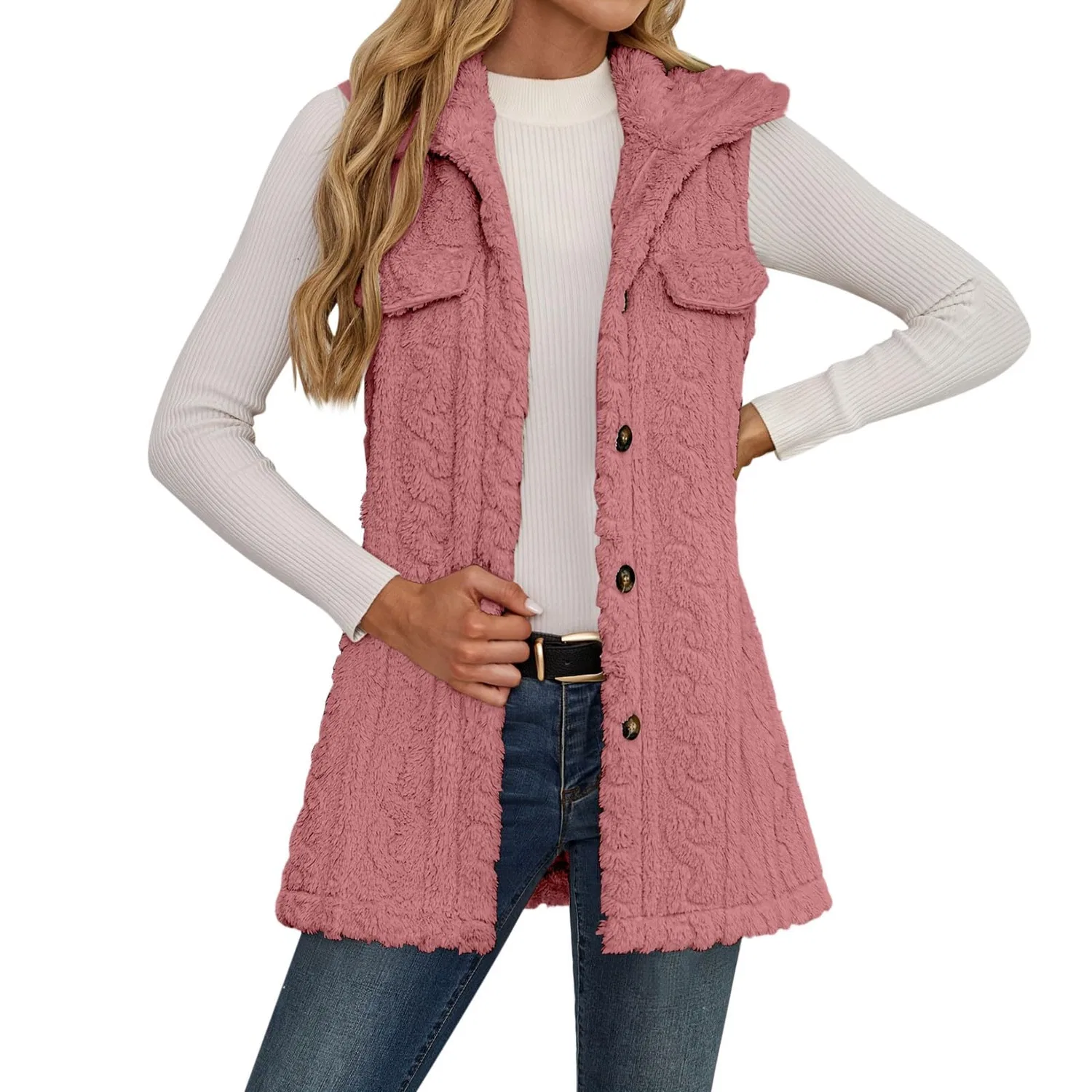 Женский жилет из мягкого флиса с начёсом, rosa