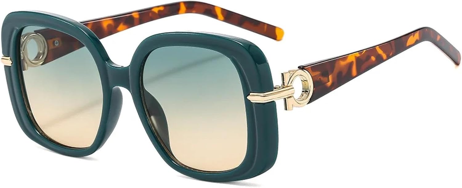 

Популярные модные солнцезащитные очки большого размера для женщин в стиле ретро с леопардовым принтом и защитой от УФ-излучения UV400. Популярные солнцезащитные очки для мужчин TKKTLLT, Green