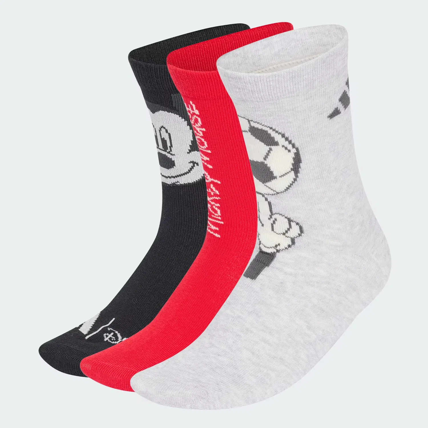 Детские носки с принтом Mickey Mouse, набор из 3 пар, Adidas Sportswear, черный/рубиновый/светло-серый меланж