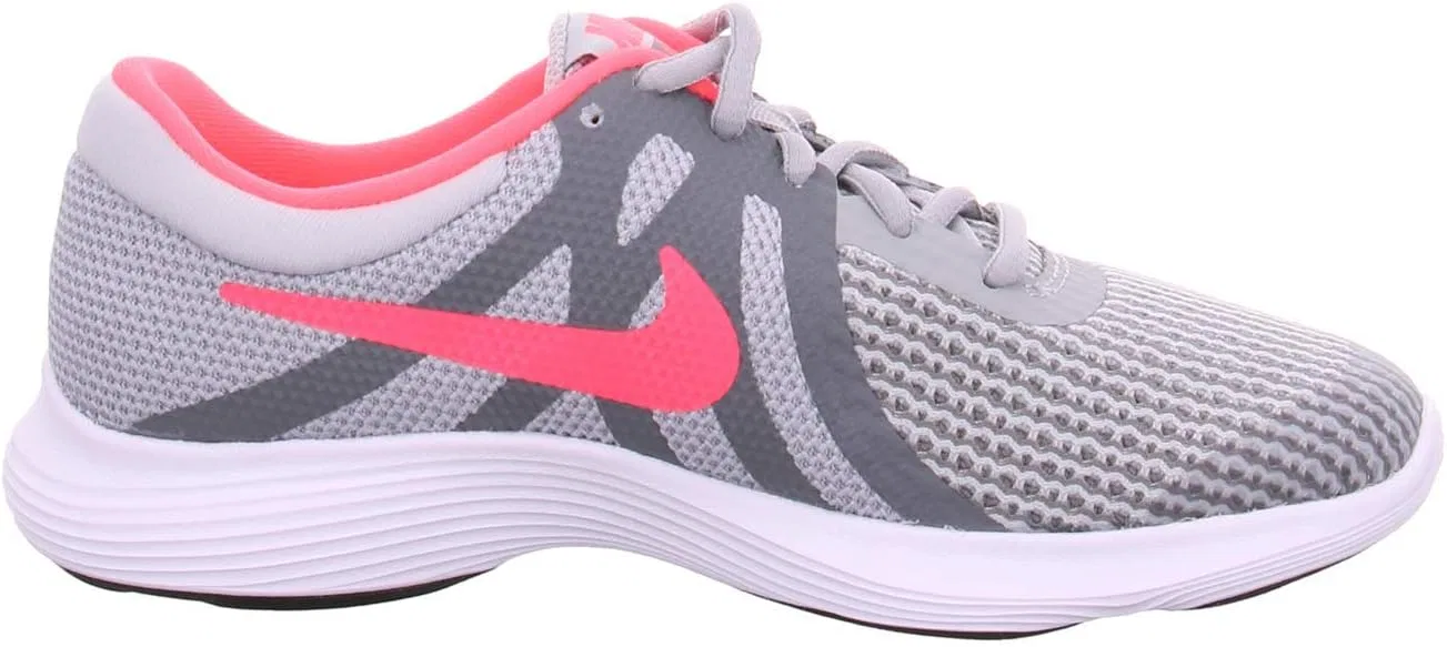 Детские кроссовки для девочек с шнуровкой Nike Kid's Revolution 4 Running Shoe Nike, Wolf Grey/Racer Pink-Cool Grey-White — фото 3