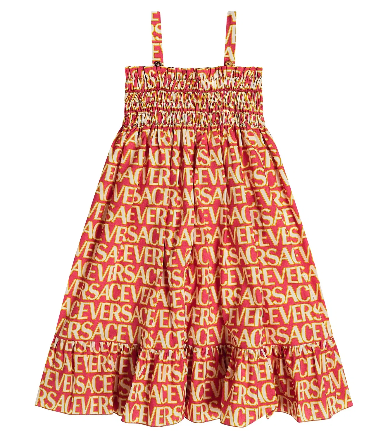 Платье хлопковое с принтом Versace Kids, мультиколор