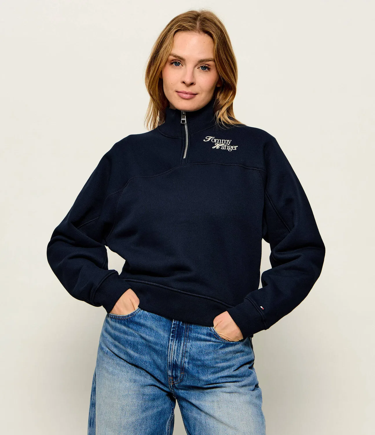 Худи с молнией Script Tommy Hilfiger, темно-синий