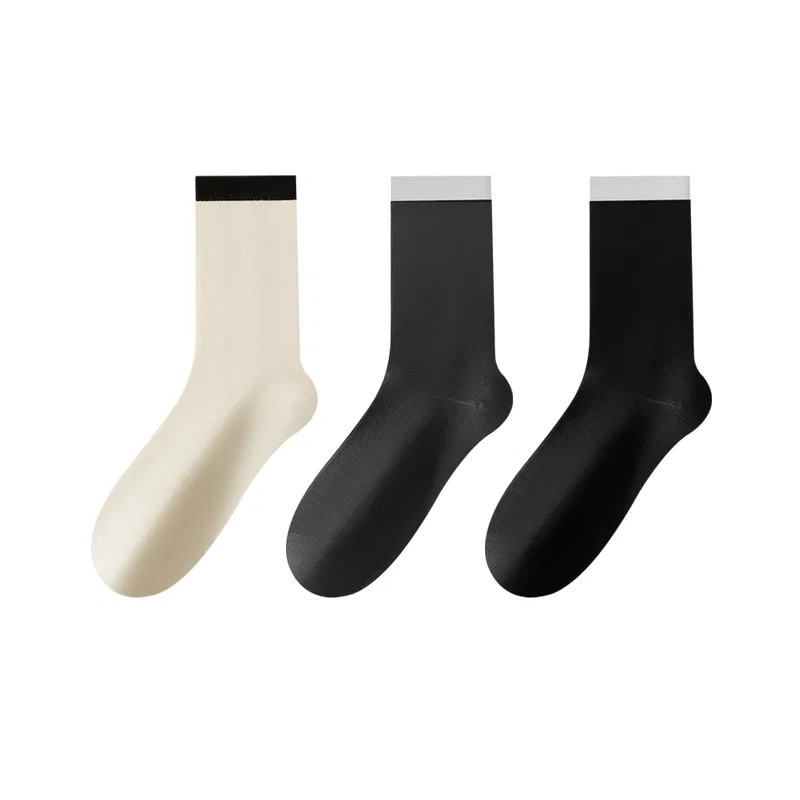 Детские носки-гольфы 3 пары MINISO, Dark Gray, Milk White, Light Coffee — фото 3