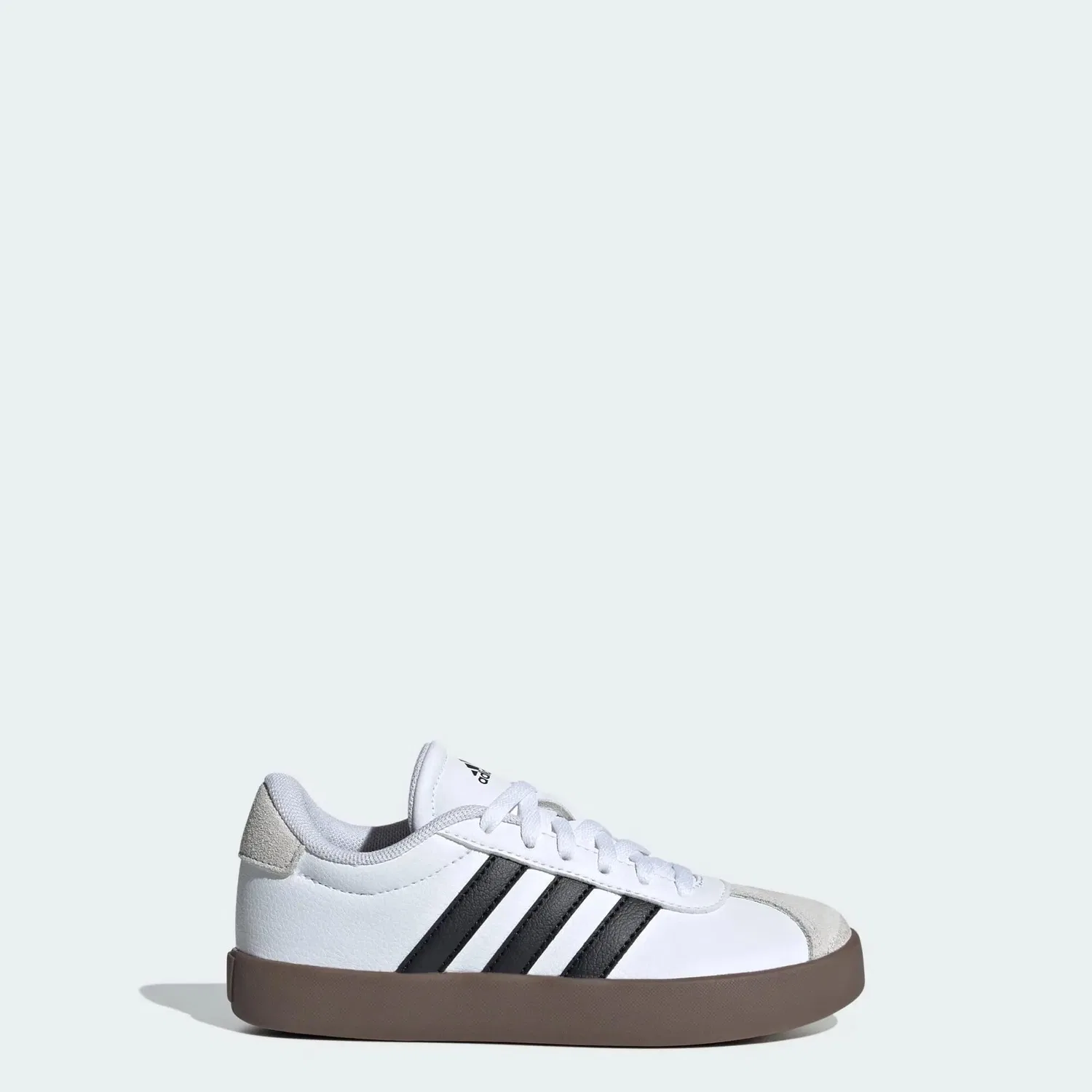 Детские кеды из замши VL Court 3.0 Adidas, Weiss Schwarz Grau — фото 2