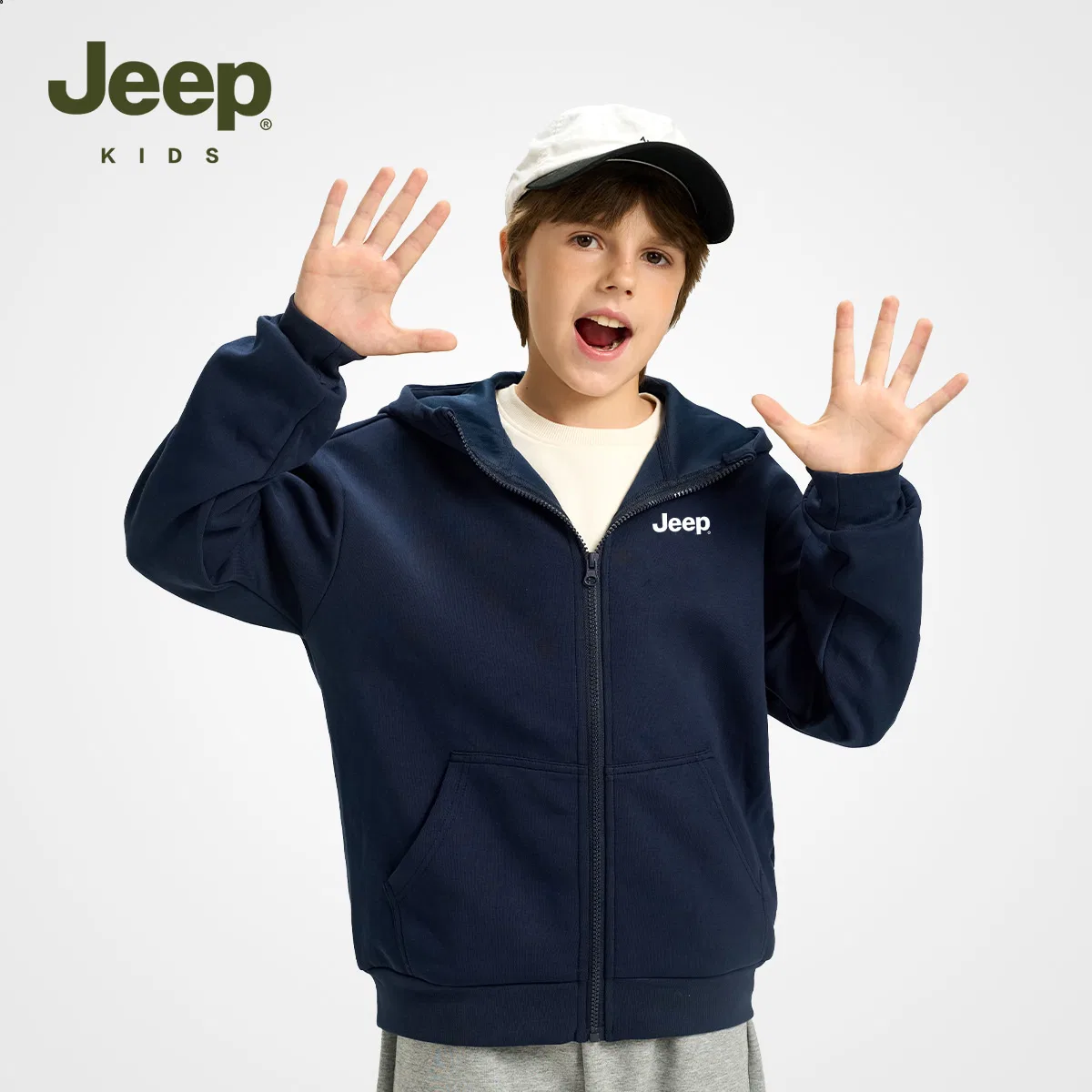 Детский спортивный костюм с капюшоном Navy Blue/E White Logo K, Jeep — фото 4