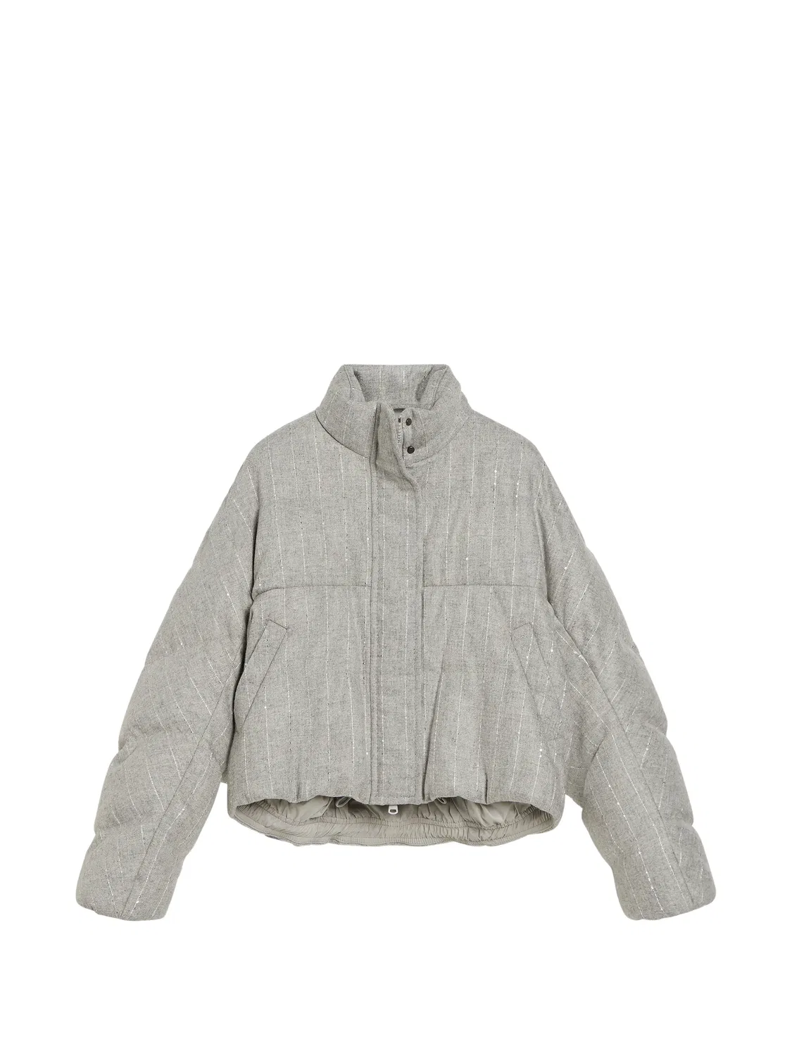 Пуховик с пайетками Brunello Cucinelli Kids, серый