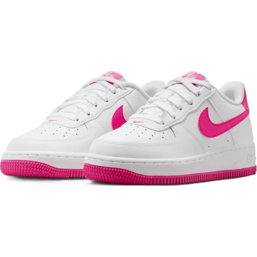 Кроссовки повседневные из натуральной кожи Air Force 1 GS Nike, Белый Ало-Розовый — фото 3