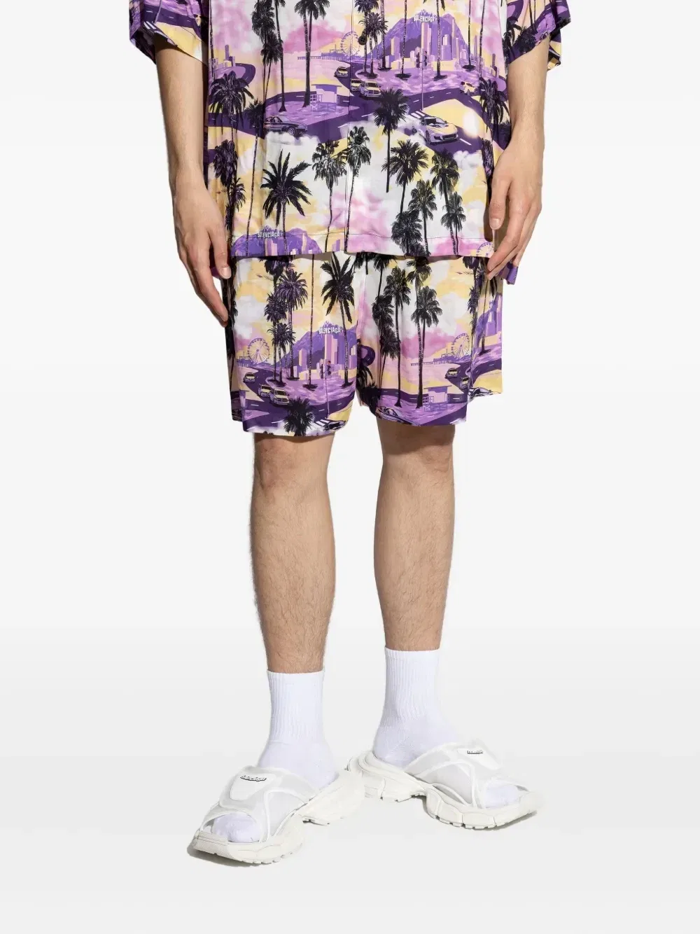 Шорты с принтом Balenciaga, фиолетовый — фото 3