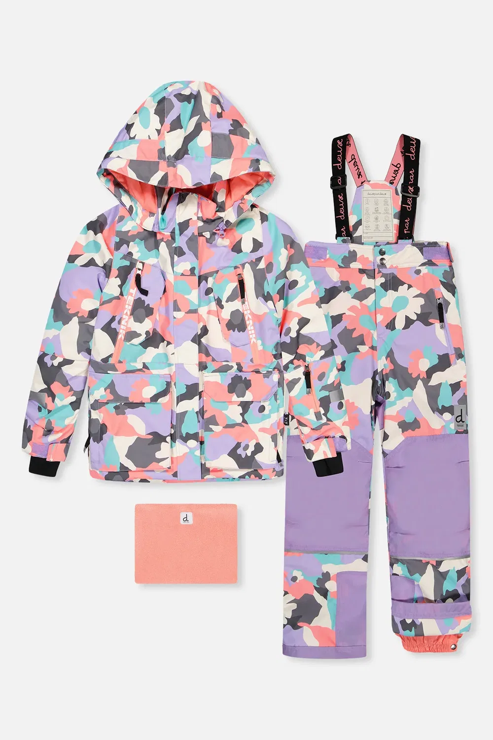 Детский зимний комбинезон из двух предметов с утеплителем Deux par Deux, Coral Camouflage