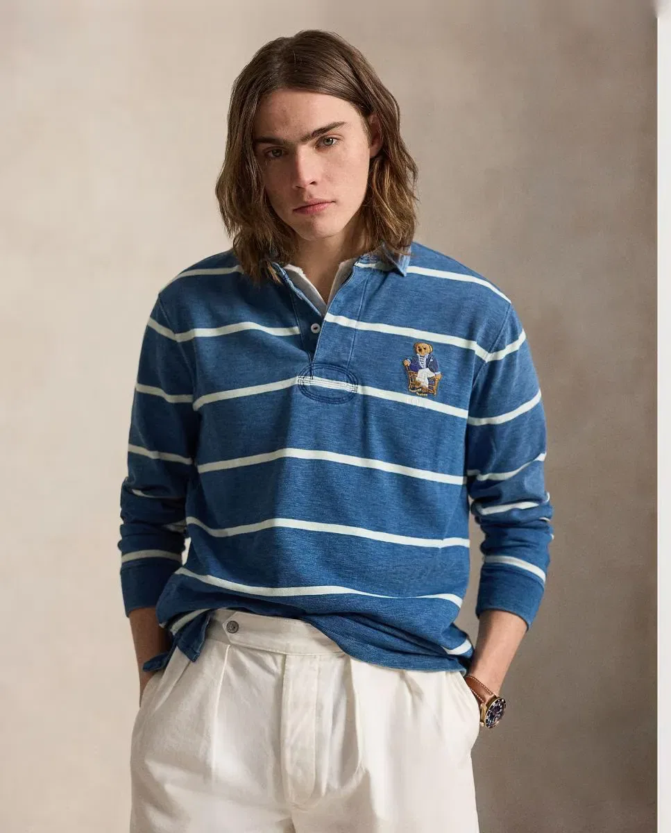 Мужской поло с длинным рукавом Polo Bear Polo Ralph Lauren, Azul Índigo