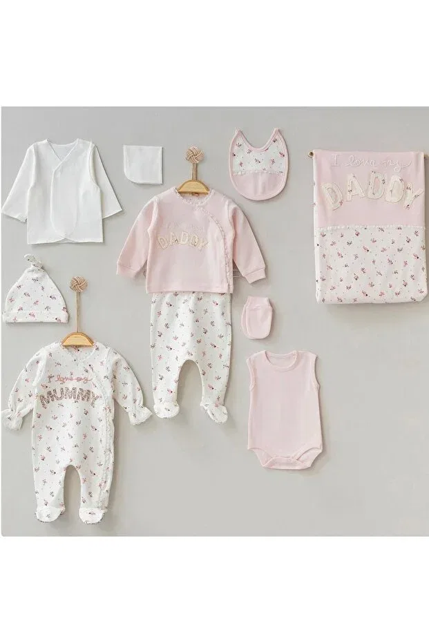 Детский комплект одежды для новорожденных девочек хлопковый Pugi baby ultraluxury daddy 100% cotton newborn baby girl 10 piece hospital outlet zıbın set Cherub Baby, Pink