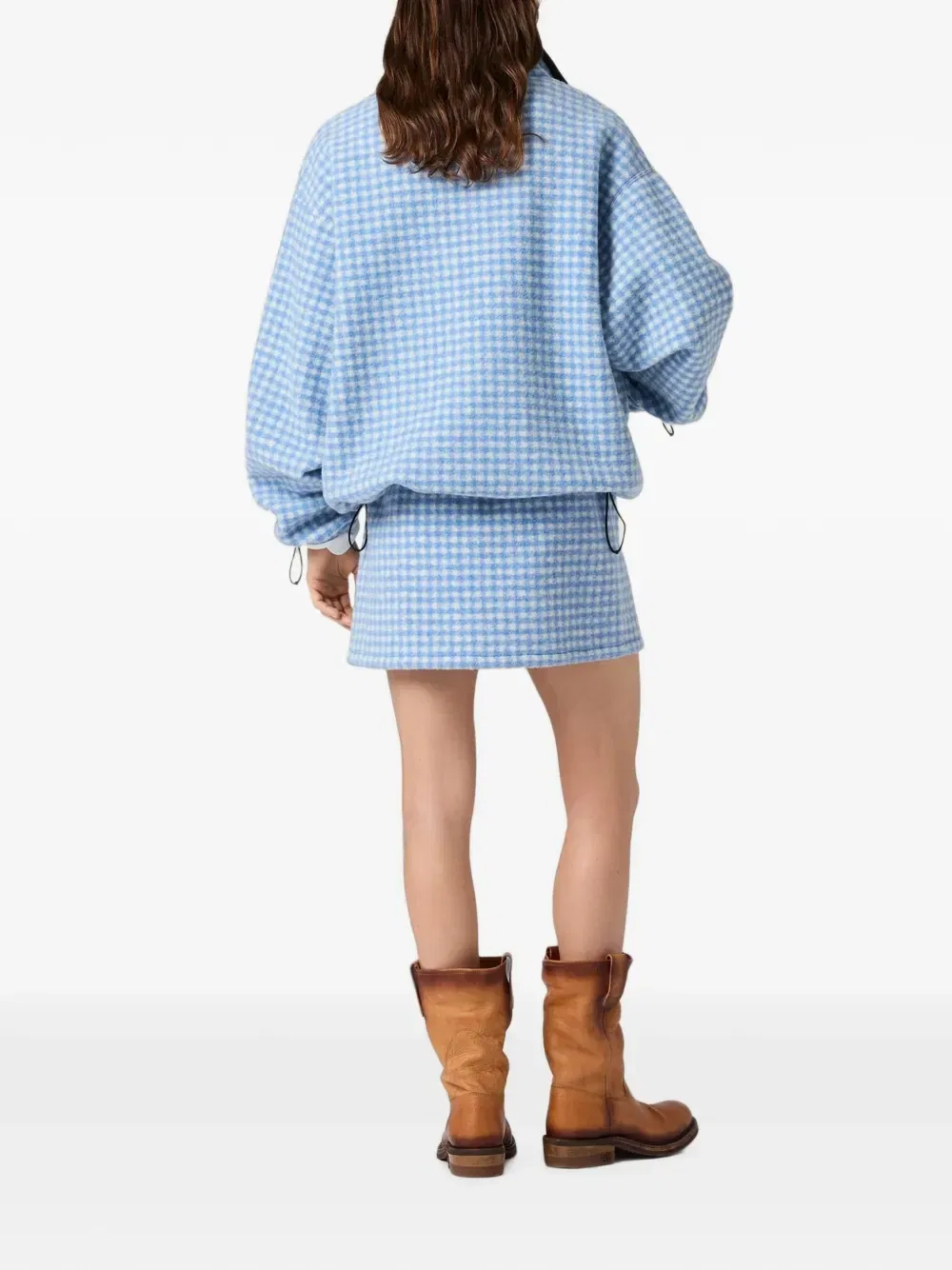 Флисовая куртка в клетку гингем Miu Miu, синий — фото 3