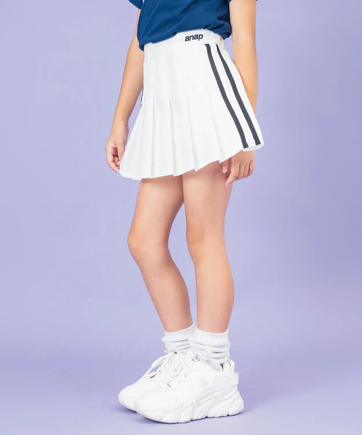 Детская юбка-плиссе с боковыми лампасами, модель Side Line Twill ANAP kids, Beige — фото 3