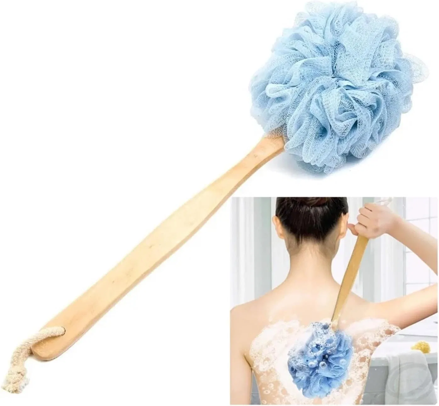 Щетка для душа с длинной ручкой, LSYHHXC, 1 шт, Sky Blue — фото 2