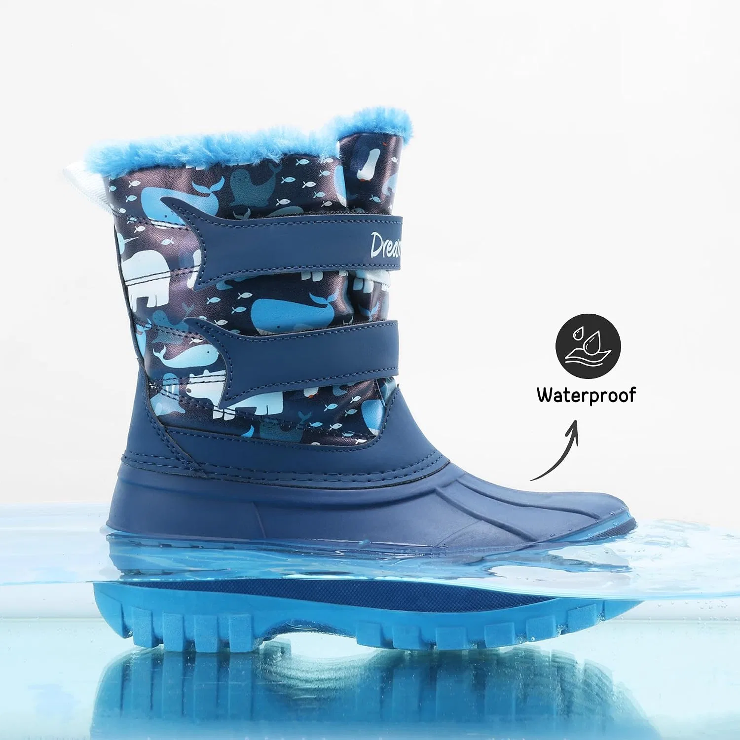Детские зимние водонепроницаемые снежные ботинки DREAM PAIRS, Blue/Navy — фото 2