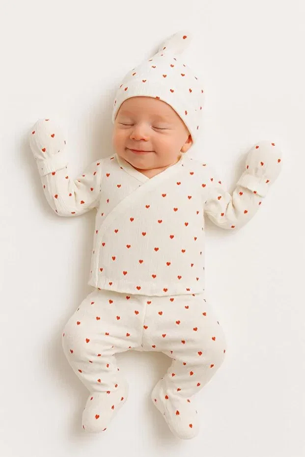 Детский комплект для новорожденных из органического хлопка с принтом Bys Baby Fashion, White — фото 4