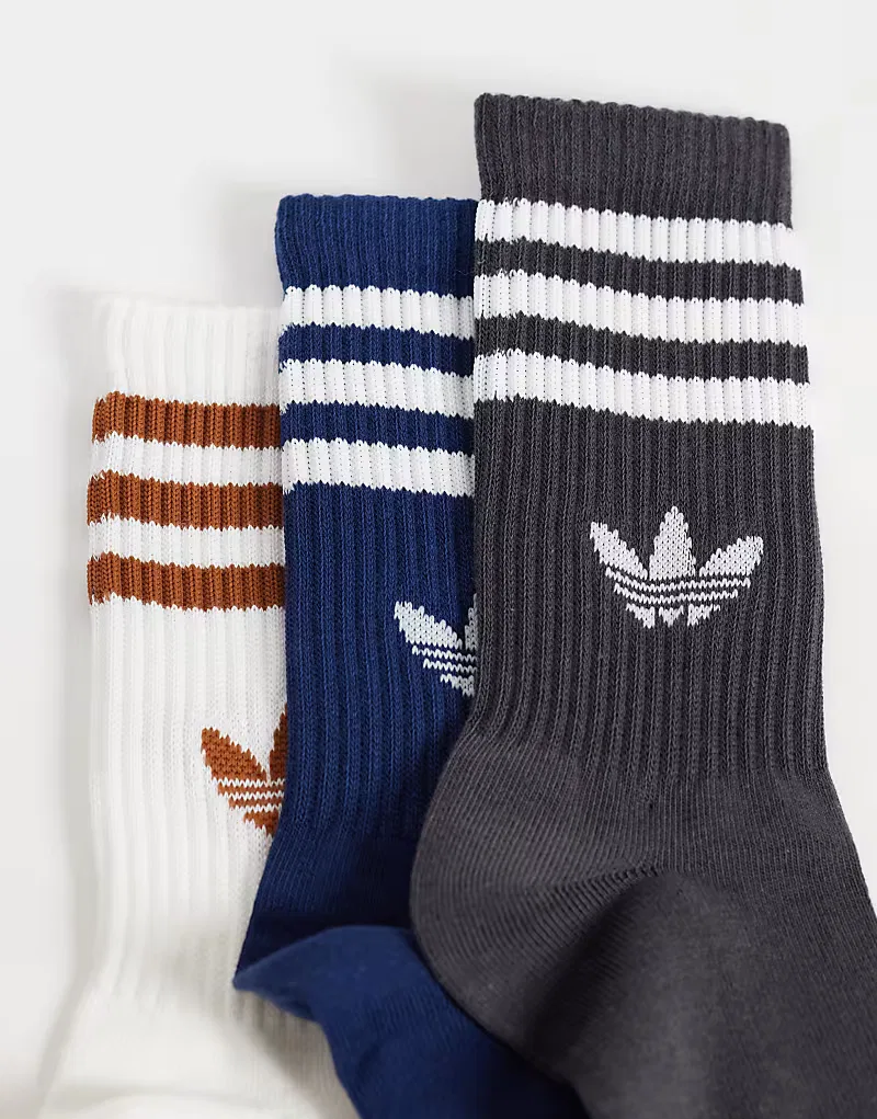 Носки высокие с тремя полосками 3 шт Adidas Originals, черный/темно-синий/белый — фото 3
