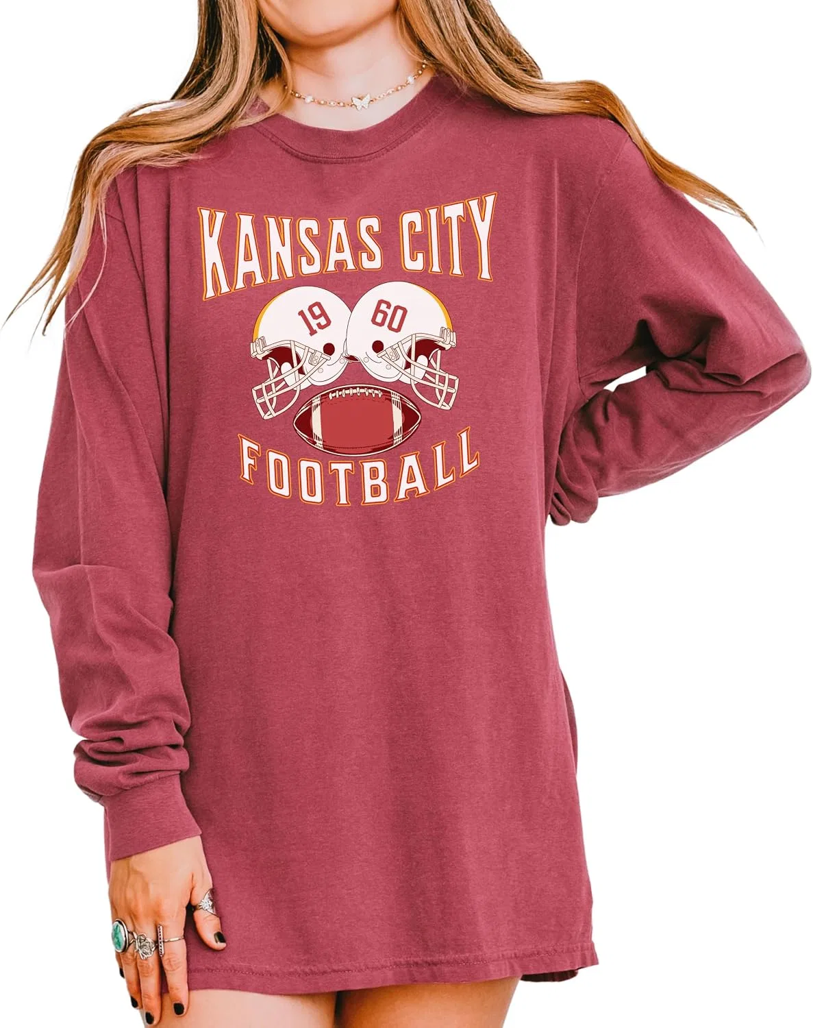 Мужская футболка с длинным рукавом Kansas Football Vintage GENERIC, Crimson