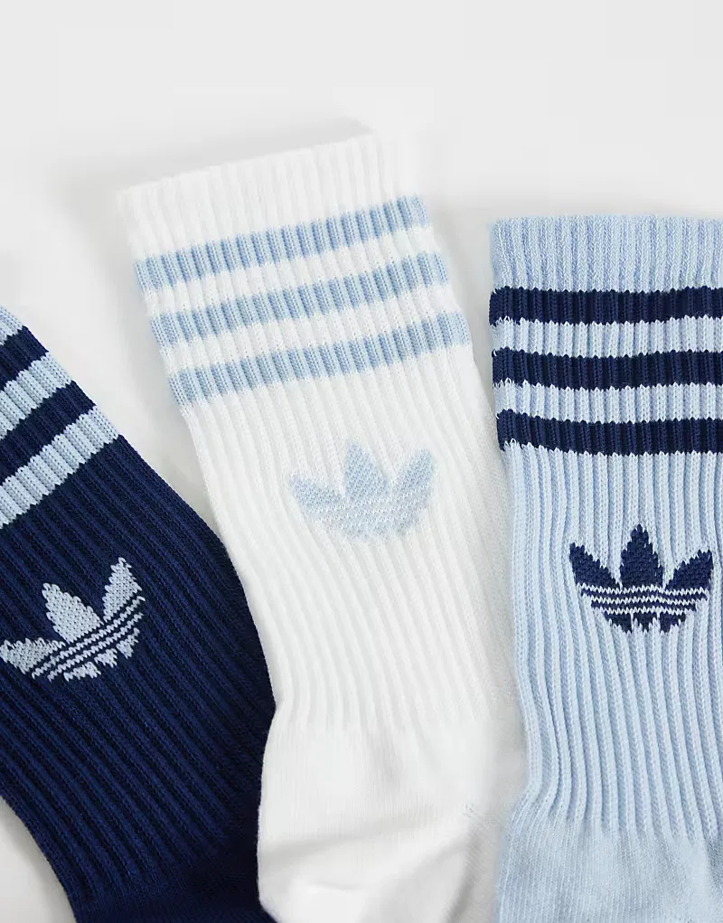 Носки высокие с тремя полосками 3 шт Adidas Originals, синий/темно-синий — фото 2