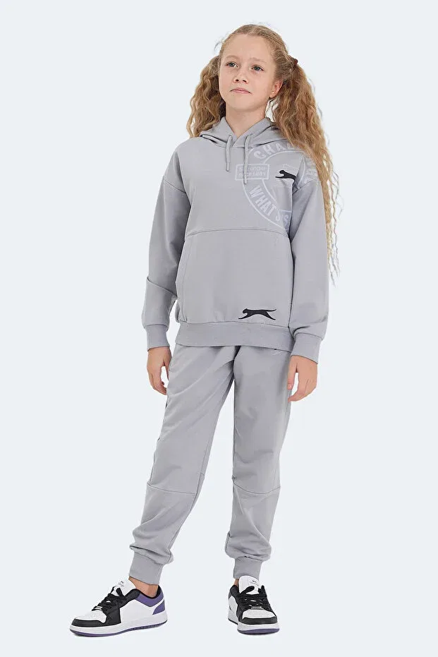 Детский спортивный комплект для девочек с капюшоном Slazenger, Stone Gray — фото 3