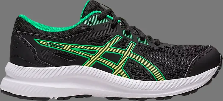 

Кроссовки contend 8 gs 'black lime zest' Asics, черный