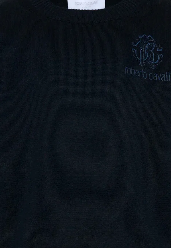 Свитер с вышивкой Roberto Cavalli Junior blue, синий — фото 3