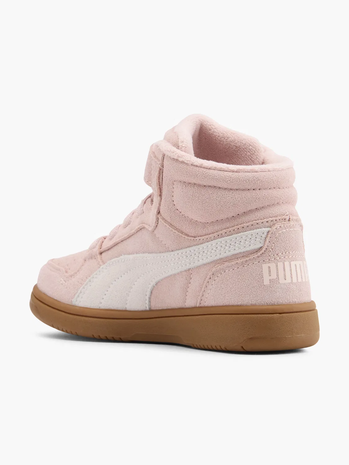 Детские кроссовки высокие с шнуровкой и липучкой PUMA, цвет Rose Gold — фото 3