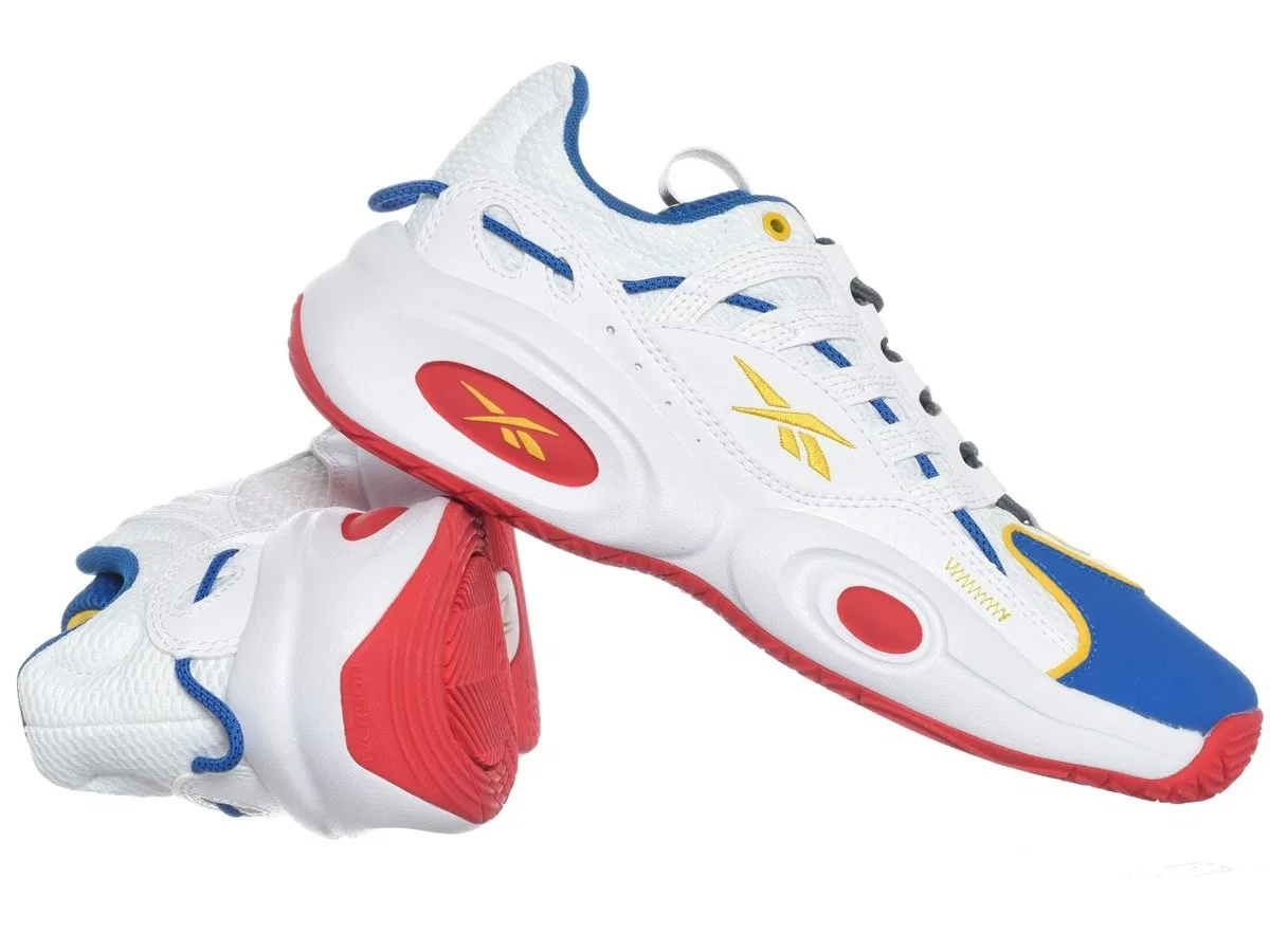 Детские кроссовки для мальчиков на шнуровке Reebok, White Red Blue Yellow