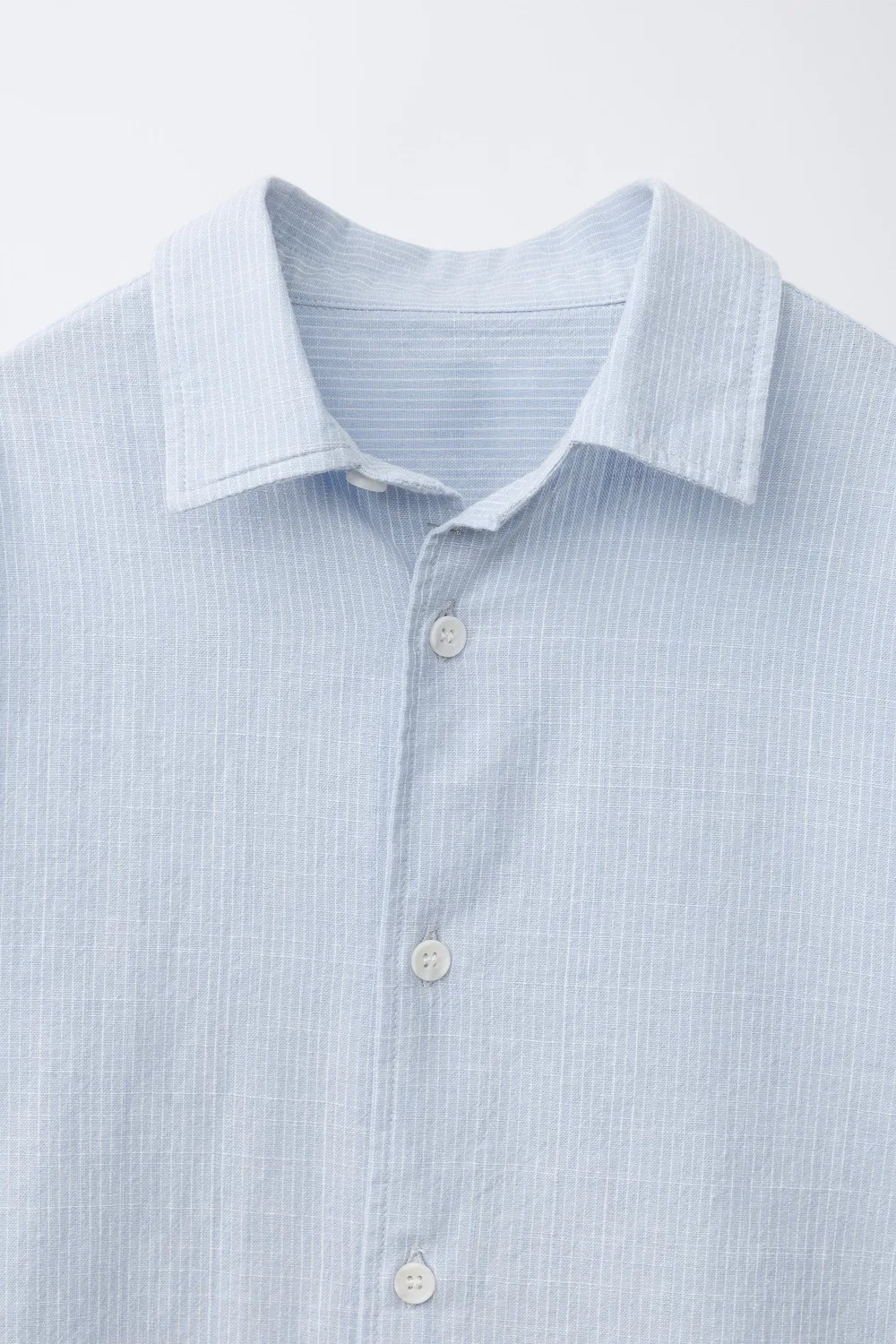 Полосатая хлопковая рубашка ZARA, Blue — фото 4