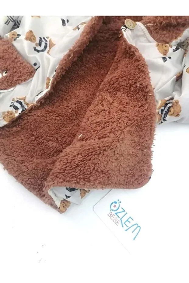 Детская куртка для девочек с принтом Little teddy bear welsoft jacket Özlem Bebe, Brown — фото 3