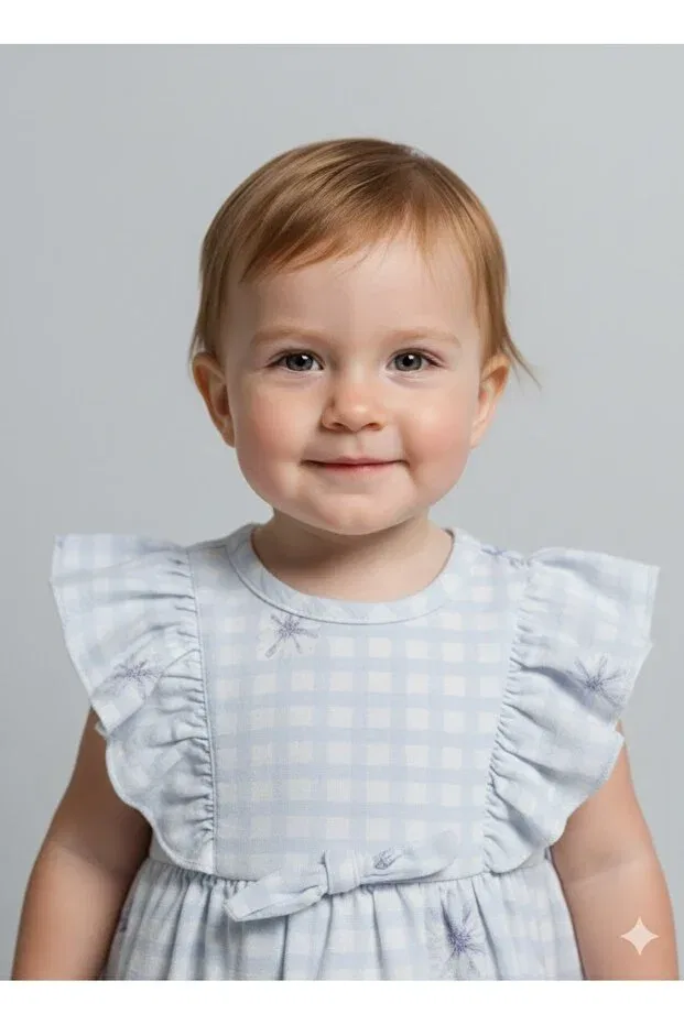 Детское платье для девочек с принтом Floral Patterned Ruffle Bip Baby, Blue — фото 3