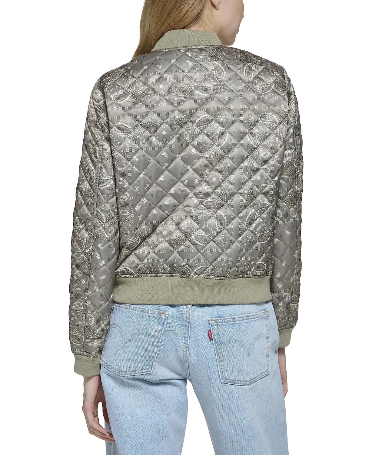Женская куртка-бомбер стеганая Diamond Levi's, Sea Green Bandana Print — фото 4