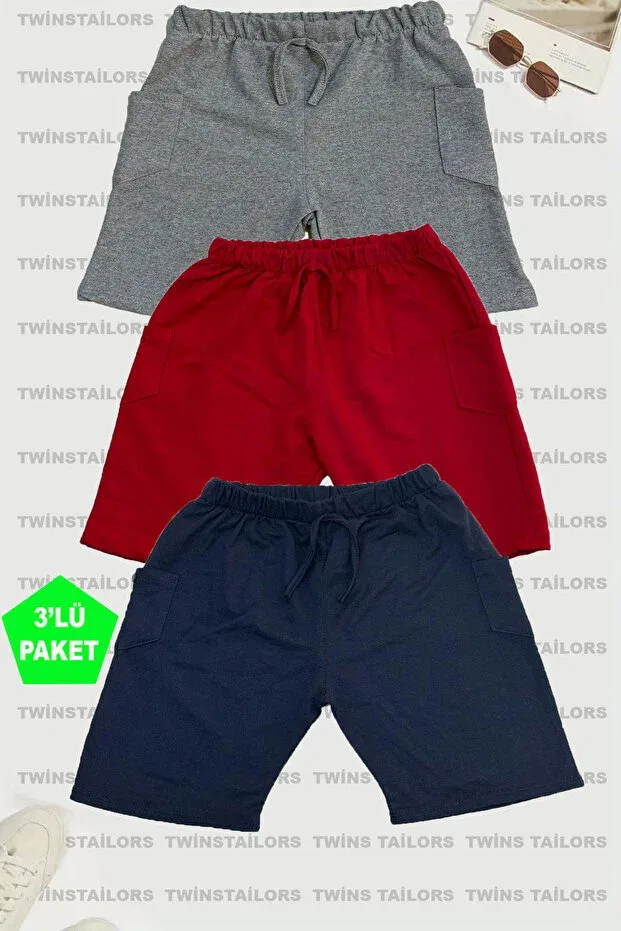 Детские шорты для девочек хлопковые 3 шт Basics Twins Tailors, Red