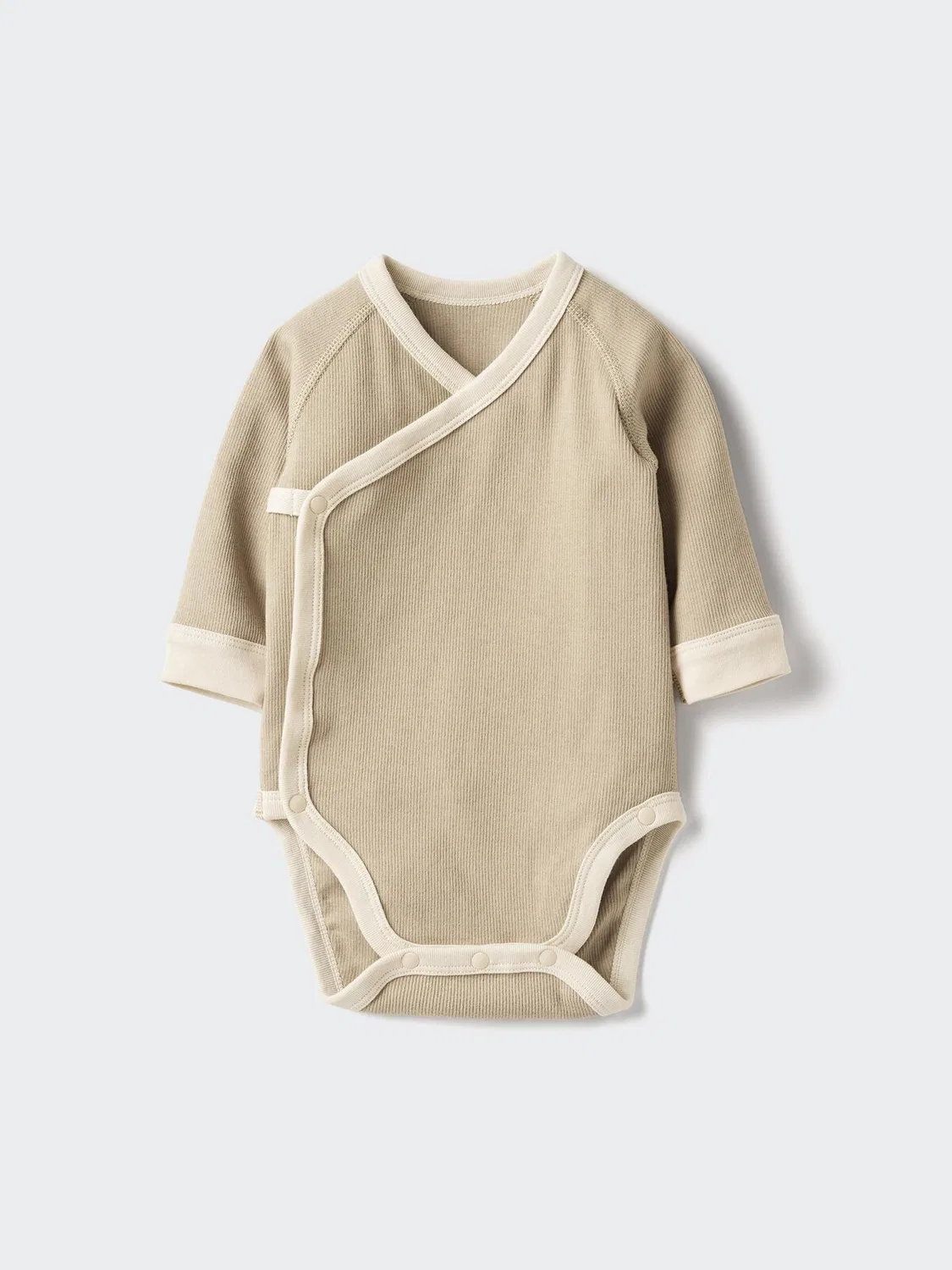 Боди Uniqlo, с длинными рукавами, рубчик, бежевый