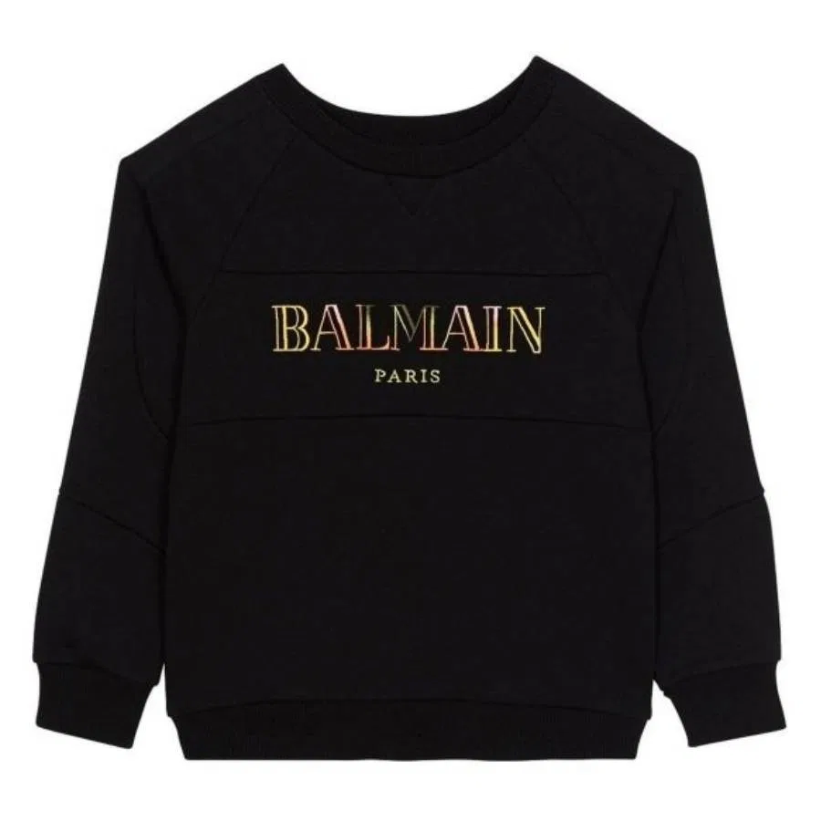 Свитшот с винтажным принтом Kids Vintage Logo Printed Balmain, Black/Colourful