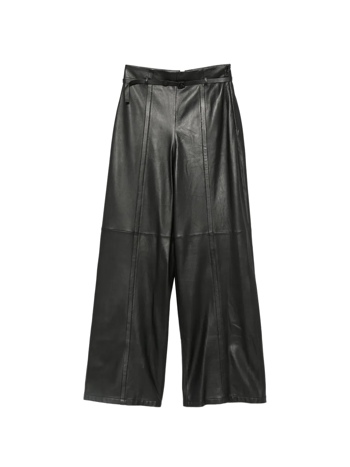 Брюки с панелями из ягнячьей кожи Emporio Armani, черный