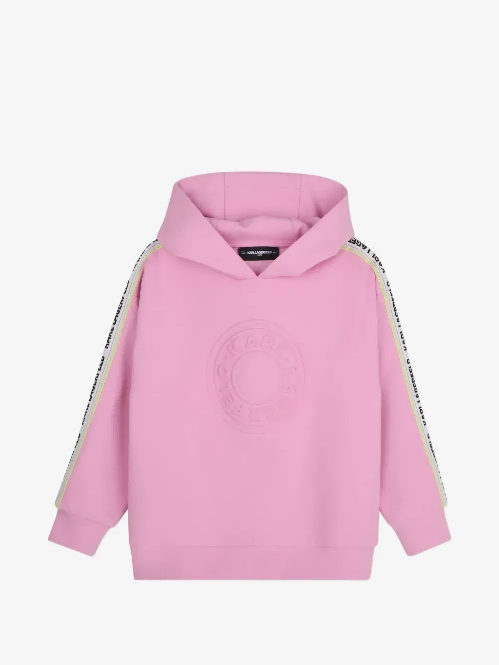 Худи с полосками и тисненым логотипом Karl Lagerfeld Kids, розовый