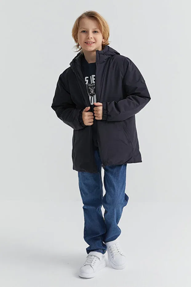 Детское пальто для девочек с капюшоном Paulmark, Navy Blue — фото 3