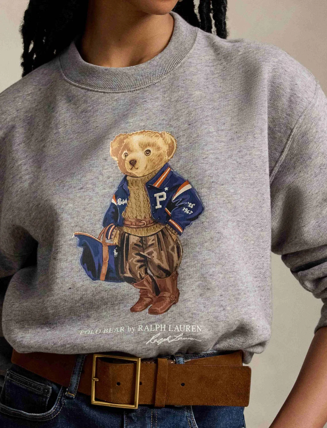 Свитшот свободного кроя Polo Ralph Lauren, Grigio — фото 4